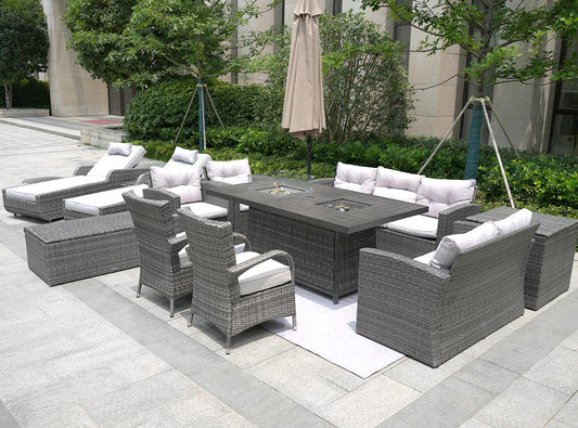 Homeroots 12-Piece Patio Conversation Set With Cushions And Chairs Outdoor Surplus USA