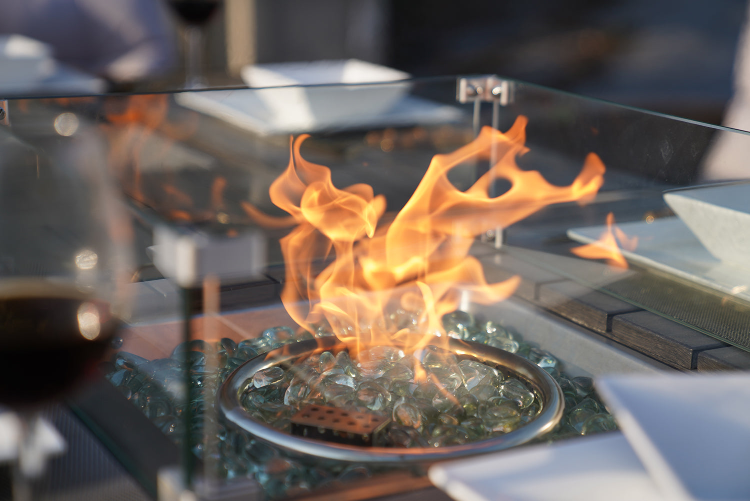 Homeroots ELLE Gray 7-Piece Wicker Patio Fire Pits Table Patio Conversation Sofa Set With Gray Cushions Outdoor Surplus USA